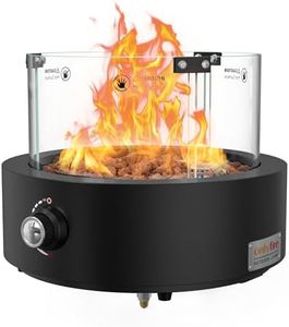 Onlyfire Tabletop Gas Fire Pit, Outdoor Gas Patio Heater with Lava Rocks & Glass Wind Guard, 6,74 kW Propane Fire Pit for Patio, Backyard and Garden, Bottom Mounted, Rounded