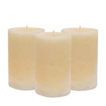 Nicola Spring Vanilla Scented Single Wick Pillar Candle, 110hrs Burning Time, 14.5 x 9 cm - Pack of 3