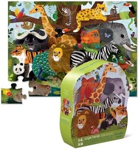 Crocodile Creek 36-Piece Jigsaw Floor Puzzle - Fun Floor Puzzles for Kids Ages 3-5 - Heavy-Duty Shaped Box for Storage - Jungle Friends - 27" W x 20" H Finished