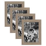 Adeco 6x8 Collage Picture Photo Frame for Wall Hanging and Table Top Display, Decortive MDF Wood Poster Frame, Rustic Brown, Pack of 4 for Family Friends Gift