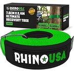 Rhino USA Recovery Tow Rope 7.6 cm x 2.4 m - 13,600 kg Min Break Strength - Triple Reinforced Heavy Duty Straps - Emergency 4x4 Off Road Recovery Accessories - Green