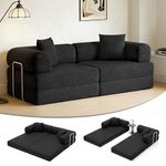 DURASPACE 78" Convertible Sofa Bed, Folding Sleeper Sofa Memory Foam Boneless Loveseat, Modular Sectional Sofa Couch for Living Room(Black)