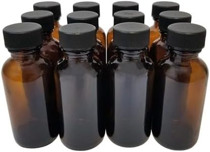 GSC International 408-1-GR Amber Glass Bottle with Cap, 1oz, 20/400 Neck, 144 Pack