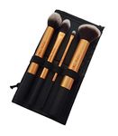 Puna Store Synthetic Bristle Makeup Brush Set with Storage Pouch - Bronze, 4 Pieces, PNRT4