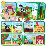 PATPAT® Farm Toddler Busy Board, Montessori Toys for Boys Girls 1 2 3 4 Year Old, Educational Quiet Activity Book with Knowledge with Life Skills, Toddlers Travel Toys for Airplane Car