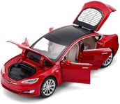 Minniq STORE Tesla S 1:32 Model Car with Box, Zinc Alloy Pull Back Toy car with Sound and Light for Kids Boy Girl Gift [Colors as Per Stock]