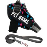 KIKA Pets Personalized Dog Harness with Leash Padded | Dog Harness with Name | Customized Dog Vest Harness, Extra Large Size (for Above 36 kg Dogs)