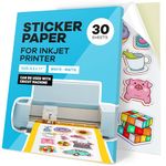 Sticker Paper for Inkjet Printer - Printable Vinyl Sticker Paper - Sticker Paper - (30 Sheets, 8.5 x 11", Matte White) - Sticker Printer Paper - Cricut Sticker Paper Printable