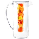 Youngever 2 Quarts Plastic Pitcher with Lid, Clear Plastic Pitcher Great for Iced Tea, Sangria, Lemonade (with Infuser)