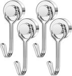 4 Pack 30 lb+ Swivel Swing Neodymium Magnet Hooks for Fridge, Magnet with Hooks, Strong Magnet Hooks for Hanging, Ceiling, Workplace, Garage, Kitchen, Camping Van