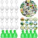 BUYWUMORE 98 PCS Golf Party Favors, Stress Ball Keychains Goodie Bags with Stickers, Rubber Bracelets, Button Pins and for Theme Supplies Baby Shower (Golf)