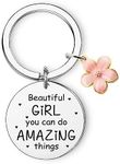 Inspirational Gifts Keychains for Girls Women Beautiful Girl You Can Do Amazing Things Keychain for Daughter Sister Christmas Birthday Gifts for Niece BFF Encouragement Gift