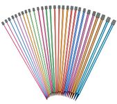 Coopay Knitting Needles Set 35cm UK Size, Long Lightweight Knitting Needles for Arthritis Hands, Funky Coloured Metal Knitting Needle Sets,14 Pairs of Aluminium Knitting Needles Complete Set