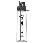 MANGO Sport Water Bottle With Straw - 900ml Motivational Water Bottle with Time Markings - Clear Water Bottle BPA Free Sports Bottles With Flip Nozzle And Leakproof Cap for Women and Men (Black)