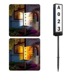 Double Sided Solar Address Sign,T-SUNUS Lighted House Numbers for Outside Address Plaques Driveway Marker Street Sign for Home Yard Street