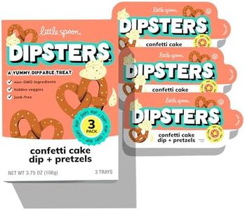Little Spoon Confetti Cake Dip + Pretzels Dipsters, Big Kid Favorite Dunking Snack with Hidden Veggies, Organic Oats, Carrot & Butternut Squash, Maple Sweetened, Non-GMO, 2g Plant Protein, 3 Trays per Pack, Total of 12 Trays