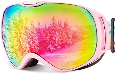 JOJO LEMON Polarized Goggles Kids 100% UV Protection Anti Fog Clear Outdoor Snow Sports Goggles with Magnetic and Interchangeable Lens Frameless Winter Sunnny Weather Pink Ski Sunglasses VLT 22%