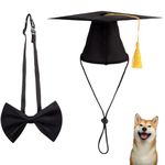 Acpetdr Pet Graduation Cap, Pet Graduation Cap with Bowtie, Dog Graduation Cap, Suitable for Pet Festival, Portrait Graduation Decoration Cap (Black)