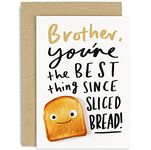 Old English Co. Brother Best Thing Since Sliced Bread Funny Birthday Card for Him - Funny Birthday Card for Brother from Sister - Thank You Brother Card for Men | Blank Inside with Envelope