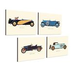 PAPER PLANE DESIGN Vintage Car Wall Decor Framed Posters Set of 4, A4 Size (Vintage Car) Multicolor