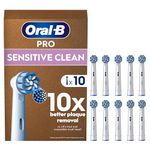 Oral-B Pro Sensitive Clean Electric Toothbrush Head, X-Shaped & Extra Soft Bristles for Gentle Brushing & Plaque Removal, Pack of 10 Toothbrush Heads, Suitable for Mailbox, White