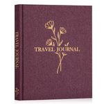 Lanpn Travel Photo Journal Notebook for Women Men, Linen Travel Log Diary Scrapbook Memory Book with Prompts, Anniversary Journals Traveling Gifts (Burgundy, 110 Pages)