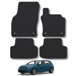 Rubber Car Mats Compatible with VW Golf Mk7 Mk7 (2013-2019) - Ami Tailored Fit Rubber Floor Mats Set Accessory Black Custom Fit 4 Pieces with Clips - Anti-Slip Backing, Heavy Duty & Waterproof