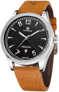 FORSINING Men's Hand-Wind Mechanical Simple Analog Dial Fashion Leather Strap Wrist Watch