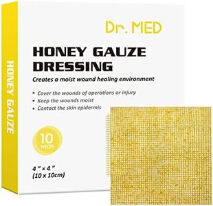 Dr. Med Honey Gauze Dressing 4" x 4", 10 Pcs/Box Honey Medical Bandage Tulle Mesh Patch for Minor Abrasions, Cuts, Lacerations, Scald and Burns for Wound Healing, Chemical and Drug Free