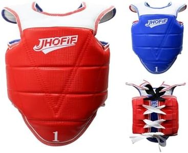 JHOFIF Martial Arts Chest Guards - Boxing Body Protector, Reversible Taekwondo Sparring Gear with Adjustable Straps, High-Density Foam Padding for MMA/Karate Training (Red, 3)