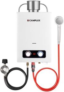 CAMPLUX Portable Tankless Water Heater, 1.58 GPM Outdoor Propane Water Heater with 3.54'' S/S Rain Cap, for Camping, 41,000 BTU, BD158C