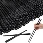 Dandat 100 Pairs Fiberglass Chopsticks Reusable Chopsticks 9.5" Dishwasher Safe Non Slip Chopsticks Chinese Style Japanese Food Cooking Chopsticks Black Cherry Blossom Beginners Chopsticks