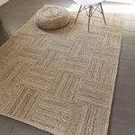 VASAC Handwoven Natural Off White Diamond Jute Braided Carpet Mats | Reversible Floor Covering Carpets Rug Mat | Anti Slip Backing Heavy Carpet Runner for Living Room (3x10 feet, multi 1)