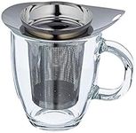 Bodum K11239-16 NEW YO-YO Glass Mug with Tea Strainer (0.35 L/12 oz) - Black/transparent/Chrome