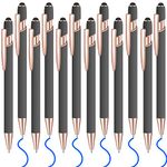 Lragvtbk 12 Pcs Blue Ink Ballpoint Pen with Stylus Tip, 1.0 mm Metal Pen Stylus Pen for Touch Screens, 2 in 1 Thank You Pen Gift for Friends, Colleagues, Coworker, Office, Family (Gray Rose Gold)