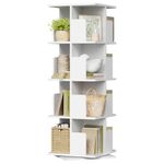 EUGAD 4-Tier Rotating Bookshelf, Narrow Tall Bookcase, Floor Standing Corner Shelf Unit Revolving Bookcase White Book Shelf