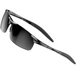 ATTCL Men's Fashion Driving Polarized Rectangular Sunglasses for Men Al-Mg metal Frame 8177 black gray_Medium