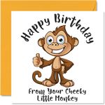 Funny Birthday Cards for Daddy Mummy - Cheeky Monkey - Happy Birthday Card for Parents from Daughter Son, Toddler Baby Card for Mum Dad, 145mm x 145mm Mother Father Greeting Cards