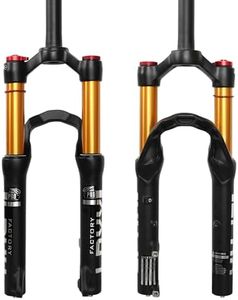 ZTZ 20 inch Bike Air Suspension Fork, 120mm Travel, 9mm QR MTB Fork, 1 1/8" Straight Tube, Manual Lockout, Ultralight Disc Brake Front Fork for Mountain, Touring, Folding, XC Bikes & E-Bikes (Gold)