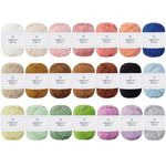 Pretty Jolly 21 Skeins Assorted Colors Yarns 1470 Yards of Mini Balls Soft Baby Yarn 100% Cotton Yarn for Crochet 4 Ply Yarn for DIY Craft Fingering Weight Yarn 21×64m/21×20g (Multicolored)