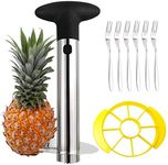 JUYYIMEI Pineapple Corer, Newness Premium Pineapple Corer Remover, Stainless Steel Pineapple Core Remover Tool for Home & Kitchen with Sharp Blade for Diced Fruit Rings，6 Fruit Fork as a Gift