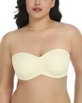 HSIA Strapless Bras for Women, Plus Size Minimizer Bra with Underwire Lightly Lined Convertible Bandeau Bra for Big Large Busted, Warm Nude 34C