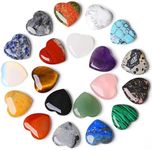 YATOJUZI 20PCS Natural Heart Healing Crystals Rose Quartz Amethyst Heart Love Crystal Stones Set Bulk Polished Pocket Palm Thumb Gemstones Chakra Reiki Balancing Gifts for Women Men 0.8 inch