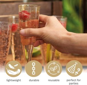 MATANA Plastic Champagne Flutes, 120-Pack – Disposable Party Glasses