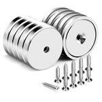 DIYMAG Neodymium Round Base Cup Magnet,100LBS Strong Rare Earth Magnets with Heavy Duty Countersunk Hole and Stainless Screws for Refrigerator Magnets,Office,Craft,etc-Dia 1.26 inch-Pack of 10