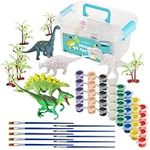 THE TWIDDLERS - 3D Dinosaur DIY Craft Kit with 10 Dinosaur Figurines, Complete Set Including 10 Paint Sets, 10 Brushes, and 10 Tree Accessories, Kids Gift Set Activity
