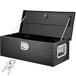 VEVOR Heavy Duty Aluminum Truck Bed Tool Box, Diamond Plate Tool Box with Side Handle and Lock Keys, Storage Tool Box Chest Box Organizer for Pickup, Truck Bed, RV, Trailer, 30"x13"x9.6", Black