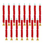 iHandikart Marigold Garland Artificial Fluffy Flower with Bell in The Bottom Used for Festival Decoration|Diwali Decoration for Home Decor, Colour Red, Pack of 15 (31523)