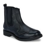 GALEX Leather Chelsea Boots for Men | Trendy, Stylish & Casual Boots | Zip/Chain Boots for Men Blue (G-CB-2867-BLU-10)