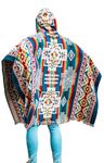 Alpaca ponchos for men and women | Handmade with the best baby alpaca wool material by Ecuadorian artisans., Sky Blue, Orange, Beige., One Size